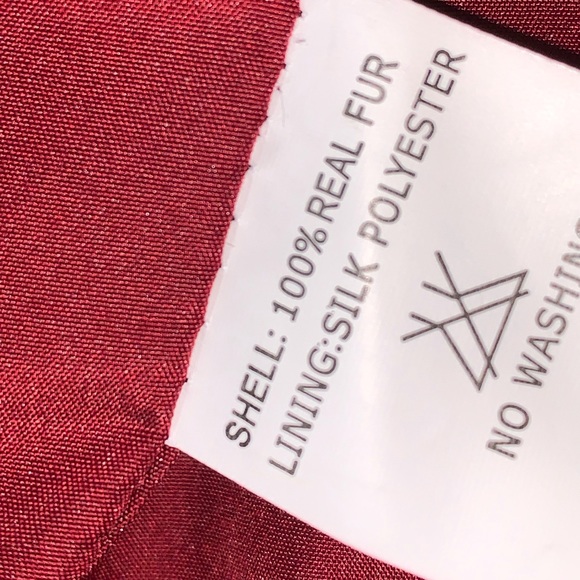 Red Wine Genuine Fox Fur Geometric Pelt Vest - Picture 11 of 13